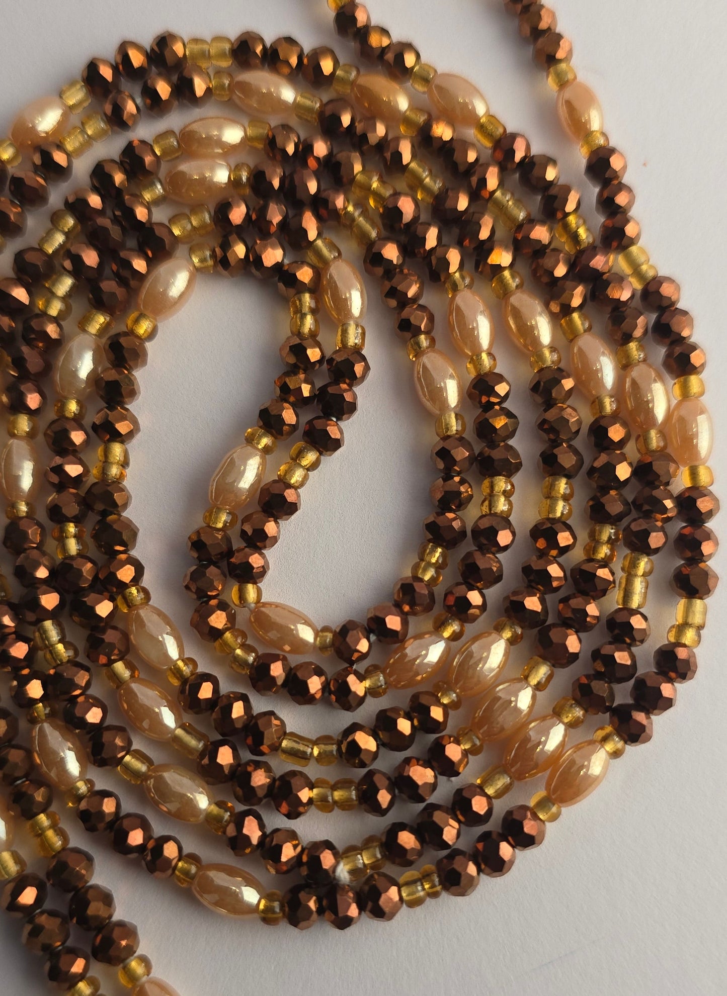 Brown Sugar Baby Waist Beads – Golden Bronze Body Jewelry for Melanin Glow & Confidence