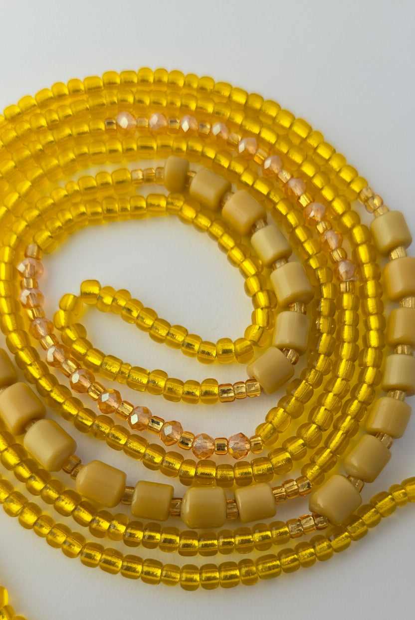Sunlit Kiss Waist Beads – Golden Glow Bead Strand for Radiant Confidence & Summer Energy | Simply Adorn Me