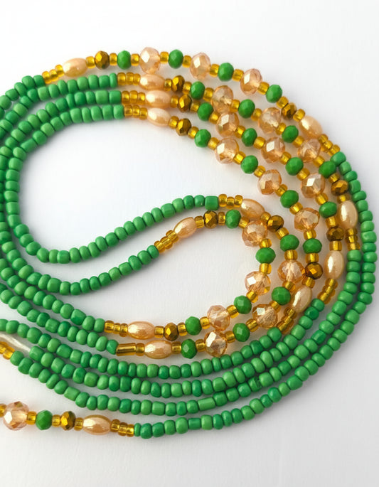 Apple Honey Waist Beads – Green & Gold Crystal Beads for Confidence, Sensual Energy & Style | Simply Adorn Me